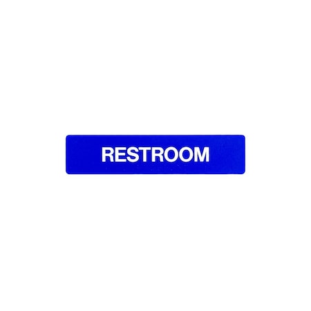 Bcf 1-3/4 x 8 Restroom Sign, Rectangular Print, Text With Braille, Blue SB447-BLUE